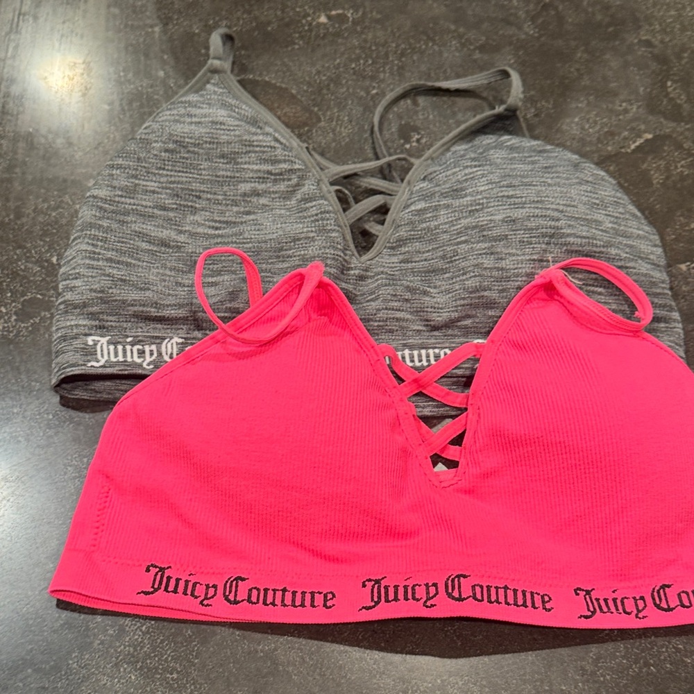 Juicy Couture Charcoal and Hot Pink Bralette Duo